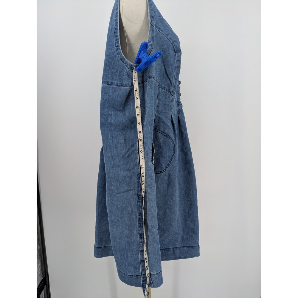 Taillissime La Redoute Denim Midi Dress 16W Y2K Sleeveless Tie Back Pockets Boho - Picture 5 of 13